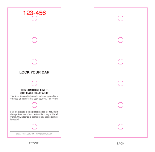 Automatic Parking Devices 2.5x6 Center Hole Feed Ticket Stock Generic