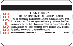 DataPark/DP5900 with Disclaimer Stock Generic Parking Ticket