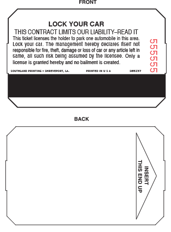 Zeag/UCD with Disclaimer Parking Ticket Stock Generic